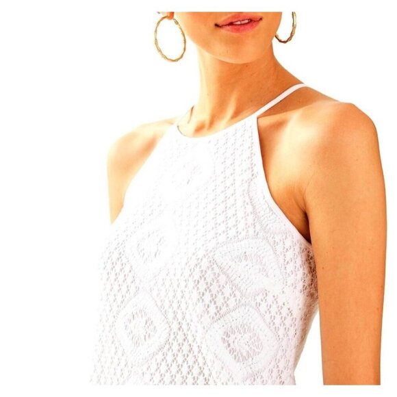 Lilly Pulitzer chic Top Womens Reema Lace Halter Top in Resort White Size small - Picture 2 of 10